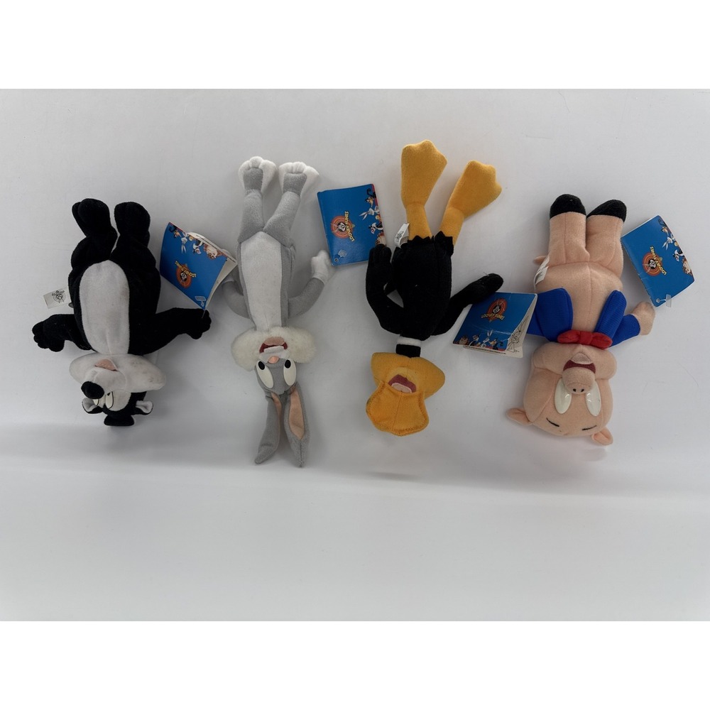Lot of 4 Play By Looney Tunes Plush Toy Stuffed Animal Multicolor Polyester Ace